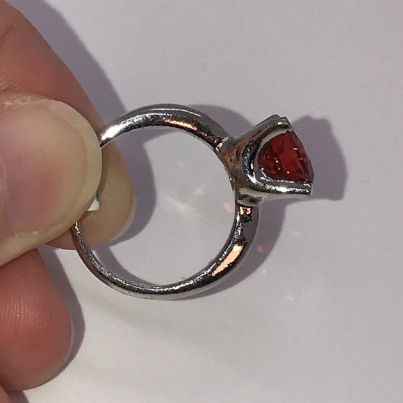 Silver Red Cz Ring, Size 5 1/4 - Picture 5 of 7